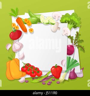 Vue de dessus les légumes. Farmers Market menu design. L'affiche de l'alimentation biologique. Croquis à main vintage illustration vectorielle. Illustration de Vecteur