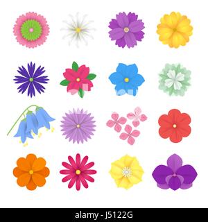 Ensemble de fleurs en papier coloré fond blanc. Format EPS vectoriel 10. Illustration de Vecteur
