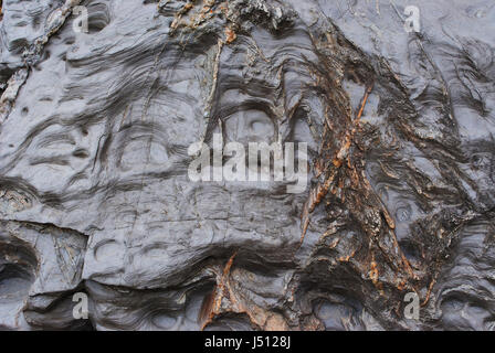 Les dépôts intéressant, honeycomb d'altération et de formations rocheuses côtières trouvés sur la falaise d'évent, Deep Creek Conservation Park, South Banque D'Images