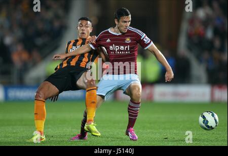 JAKE LIVERMORE STEWART DOWNING HULL CITY V WEST HULL CITY V West Ham United Stade KC HULL ANGLETERRE 15 Septembre 2014 Banque D'Images