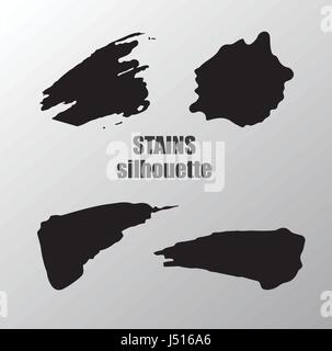 Grunge Stains Set. Traits modernes. Silhouette vecteur. Isolé Illustration de Vecteur