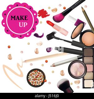 Salon de beauté pour la conception, les cours, les maquilleurs. Les Produits Cosmétiques, Maquillage professionnel Illustration de Vecteur