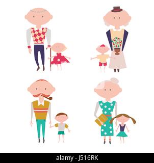 Les grands-parents avec les enfants. Vector Set Illustration de Vecteur