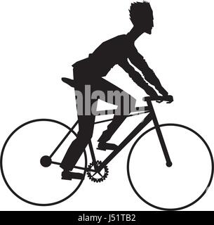 L'homme silhouette transport cycle équitation Illustration de Vecteur