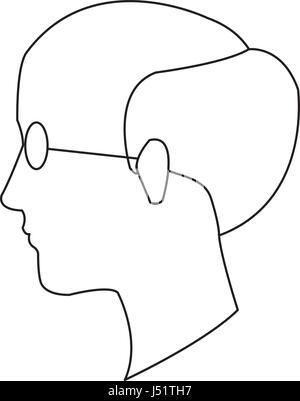 Tête à tête profil homme lunettes Contour avatar Illustration de Vecteur