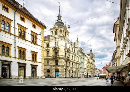 Graz, Autriche - Mai 7, 2017 : voir l'hôtel de ville de Graz et de la rue Banque D'Images