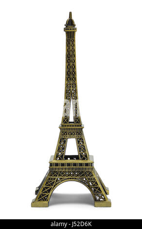 Tour Eiffel à petite échelle isolé sur fond blanc. Banque D'Images