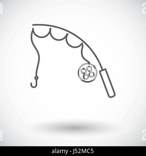 Canne à pêche. Seule simple icône sur fond blanc. Vector illustration. Illustration de Vecteur