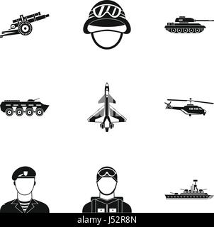 La guerre, le style simple icons set Illustration de Vecteur
