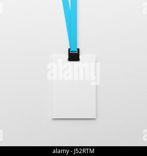 Carte d'identité vide réaliste ,Badge Vertical & Bio-métrique Card With Blue Ribbon Banque D'Images