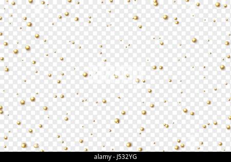 Grains d'or ronde sous la forme de perles éparpillées. Effet sur fond transparent Illustration de Vecteur
