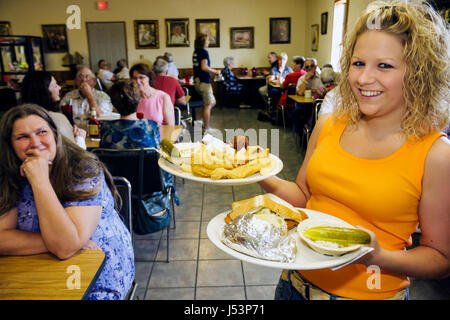 Arkansas Portia, Dairy King, restaurant restaurants repas manger dehors café cafés bistrot, adultes femme femme femme dame, blonde, sympathique, chambre Banque D'Images