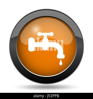 L'icône d'un robinet d'eau. Appuyez sur le bouton de l'eau site web sur fond blanc. Banque D'Images
