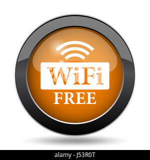 Connexion Wi-Fi au réseau local de l'icône. WIFI free website bouton sur fond blanc. Banque D'Images