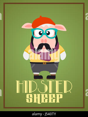 Hipster drôle,moutons vector Banque D'Images