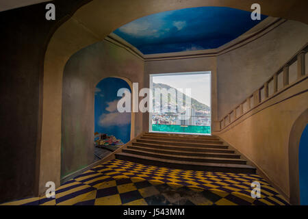 Peinture sur un mur en Gamcheon, Busan Gwangyeoksi Culture Village, Corée du Sud Banque D'Images