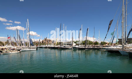 Images de Palma combiné International Boat Show 2017 et Palma Superyacht Show 2017 - Vieux port de Palma ( Moll Vell ), Palma de Majorque, Baleares Banque D'Images