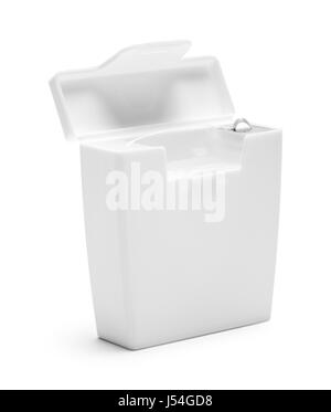 Ouvrez Dental Floss container isolé sur fond blanc. Banque D'Images