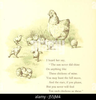 Une illustration de la page 16 du livre 'Nursery Songs', édité et illustré par J. Hall. L'image accompagne une comptine traditionnelle, mettant en valeur le livre classique de childrenâ€™s Banque D'Images