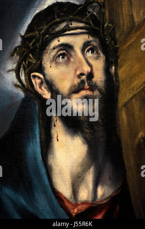 El Greco (1541-1614). Peintre de Crète. Le Christ avec la croix, 1590-1595. Musée national d'Art de Catalogne. Barcelone. La Catalogne. L'Espagne. Banque D'Images