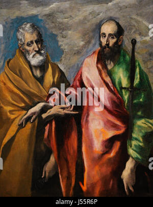 El Greco (1541-1614). Peintre de Crète. Saint Pierre et Saint Paul, 1590-1600. Musée national d'Art de Catalogne. Barcelone. La Catalogne. L'Espagne. Banque D'Images