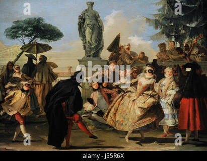 Giandomenico Tiepolo (Bassano Jacopo). Peintre italien. Le menuet, 1756. Musée national d'Art de Catalogne. Barcelone. La Catalogne. L'Espagne. Banque D'Images