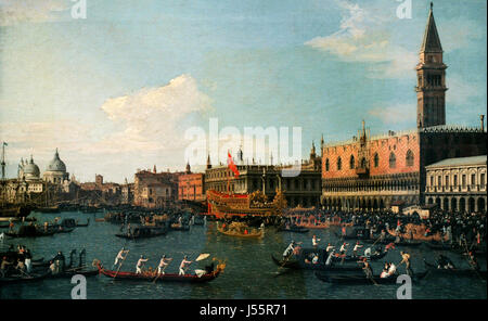 Canaletto (Giovanni Antonio Canal) (1697-1768). Peintre italien. De retour Il Bucintoro le jour de l'Ascension, 1745-1750. Musée national d'Art de Catalogne. Barcelone. La Catalogne. L'Espagne. Banque D'Images