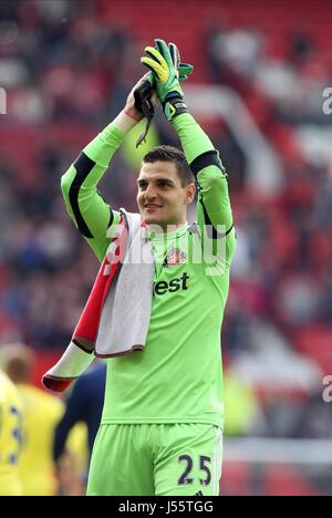 VITO MANNONE CÉLÈBRE V SUNDERLAND MANCHESTER UNITED OLD TRAFFORD MANCHESTER EN ANGLETERRE 03 Mai 2014 Banque D'Images