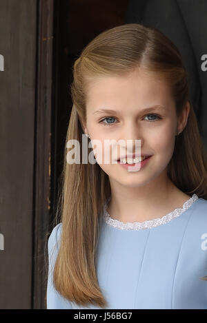 Madrid, Espagne. 17 mai, 2017. La princesse Leonor durant la première communion Princesse Sofia à Madrid, Espagne, le mercredi 17 mai 2017. Más Información Gtres Crédit : Comuniación sur ligne, S.L./Alamy Live News Banque D'Images