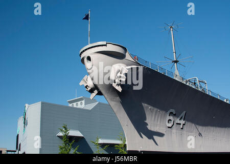 Virginie, Norfolk. Hampton Roads Naval Museum. Battleship Wisconsin, BB-64, l'un des plus grands et cuirassés dernière construite par l'US Navy. Elle a été i Banque D'Images