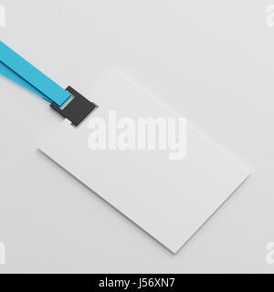 Carte d'identité vide réaliste ,Badge Vertical & Bio-métrique Card With Blue Ribbon Banque D'Images