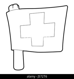 L'icône du drapeau suisse, style contour Illustration de Vecteur