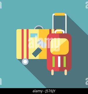 Valise à roulettes, icône de style plat Illustration de Vecteur