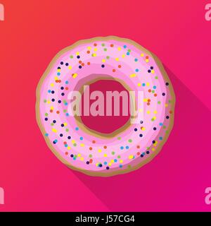 Un donut fraise avec sprinkles rose Illustration de Vecteur