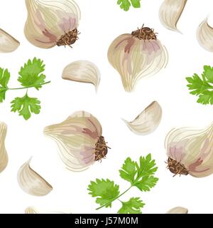 De persil et l'ail. seamless vector pattern Illustration de Vecteur