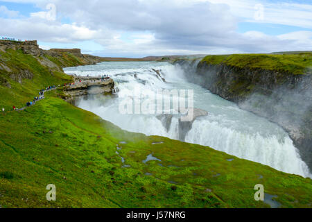 Reykjavik, Islande - Juillet 19, 2015 : cascade Gulfoss à Reykjavik, Islande Banque D'Images
