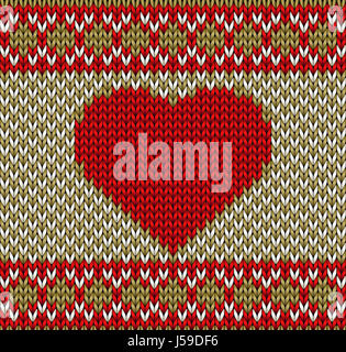 Coeur tricoté pattern design. Banque D'Images