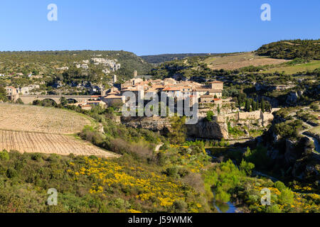 La France, l'Hérault, Minerve, étiqueté Les Plus Beaux Villages de France (le plus beau village de France) et de la rivière la cesse Banque D'Images