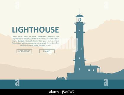 Paysage avec Lighthouse Illustration de Vecteur