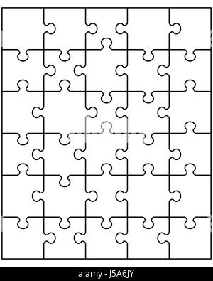 Vector illustration of white puzzle, parties séparées Banque D'Images