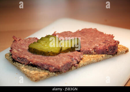 Pain croustillant avec le corned-beef Banque D'Images