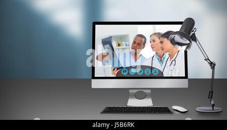 Par contre l'ordinateur Lampe de table blanc escalier flottant Banque D'Images