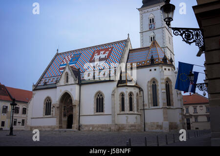 . St Mark's square church, Zagreb, Croatie Banque D'Images