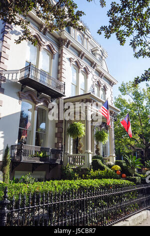 Georgia Savannah, quartier historique de Savannah, Lafayette Square, Hamilton Turner Inn, 1873, chambres d'hôtes, B&B, architecture second Empire, Samuel Hamilton H Banque D'Images