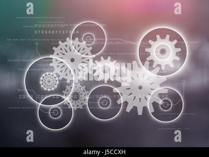 Composite numérique d'affichage de la tête blanc violet et vert contre l'arrière-plan flou Banque D'Images