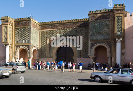 La Porte Bab El Mansour à la médina, Meknès, Maroc Banque D'Images