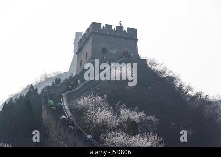 BEIJING, CHINE- vers Mars 2014 :-La Grande muraille s'étend sur plus de 4000km qui sépare la Chine de la Mongolie. Banque D'Images