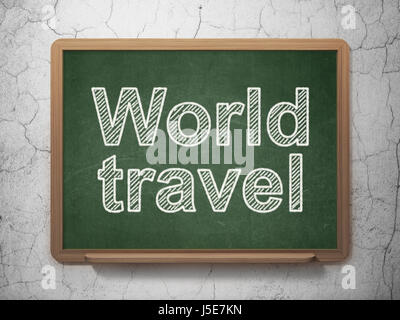 Locations de concept : World Travel on chalkboard background Banque D'Images
