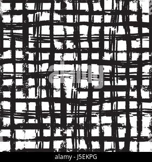 Grille d'encre grunge dessiné à la main, motif transparent Illustration de Vecteur