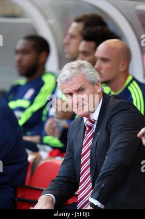 MARK HUGHES STOKE CITY V Norwich City au Britannia Stadium de Stoke-on-Trent, Angleterre 29 Septembre 2013 Banque D'Images